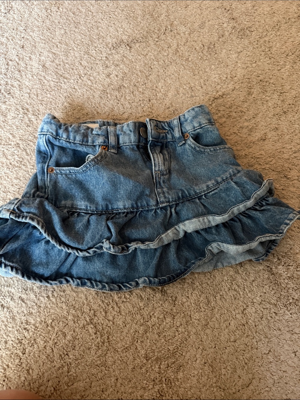 Zara girls 8-9 Denim Ruffle Mini Skirt - Blue